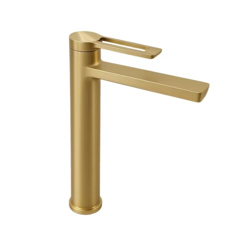 Grifería de lavatorio Monocomando de mesada Alto Elar Oro mate Grifería De Lavatorio Monocomando De Mesada Alto Elar Oro Mate