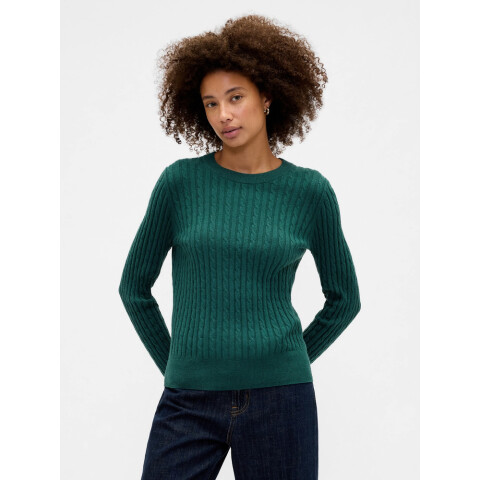 V-LS CASHSOFT CABLE CREW SWEATER JUNE BUG 2