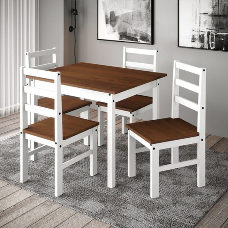 JGO DE COMEDOR RTD OLIVIA 4 SILLAS - MADERA -Blanco-Nogal N/A