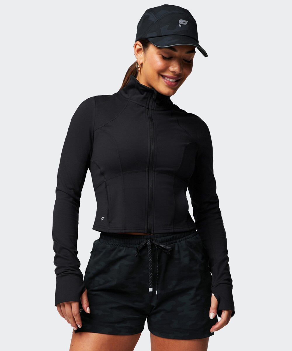 Campera Fabletics Perfect Storm Cropped - Negro 