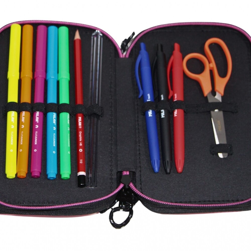 CARTUCHERA MILAN 3 PISOS COMPLETA DE UTILES SUNSET ROSADO CARTUCHERA MILAN 3 PISOS COMPLETA DE UTILES SUNSET ROSADO