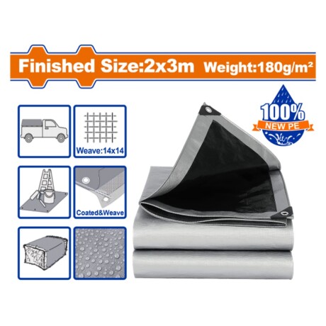 LONA USO RUDO REFORZADA 2X3MT 180G/M2 WADFOW WTQ8823 GRIS