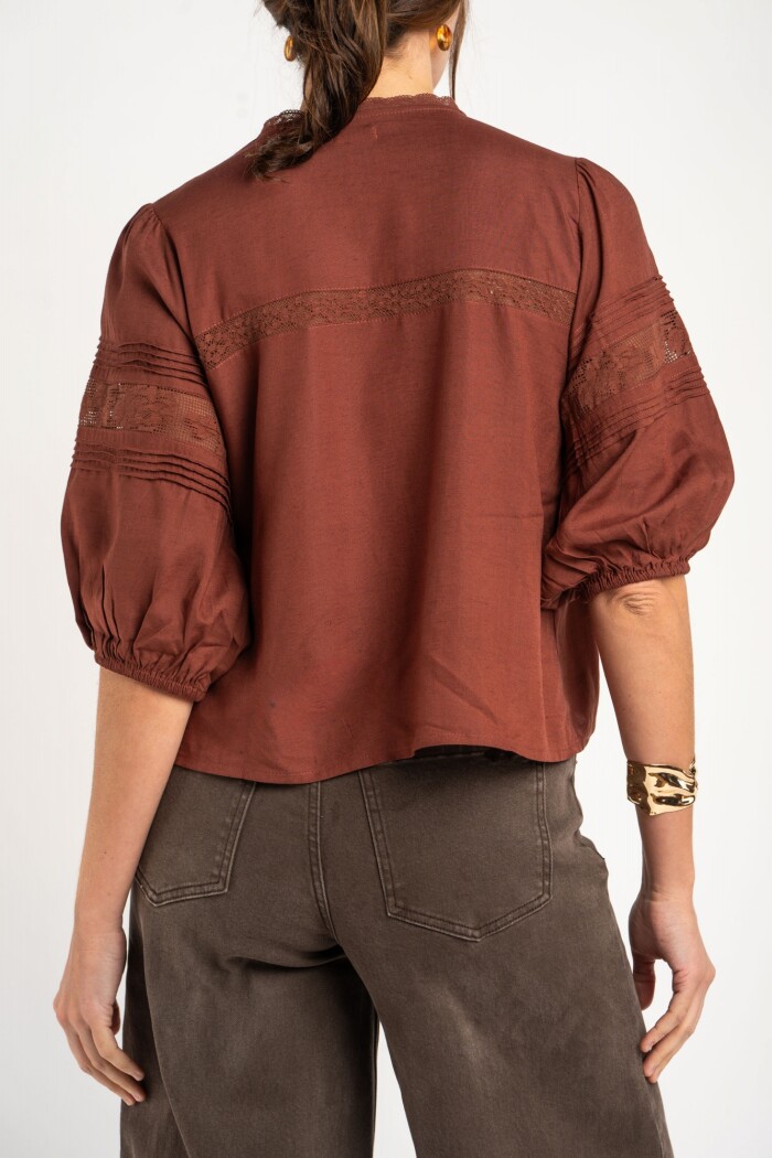 Blusa Encaje Marron