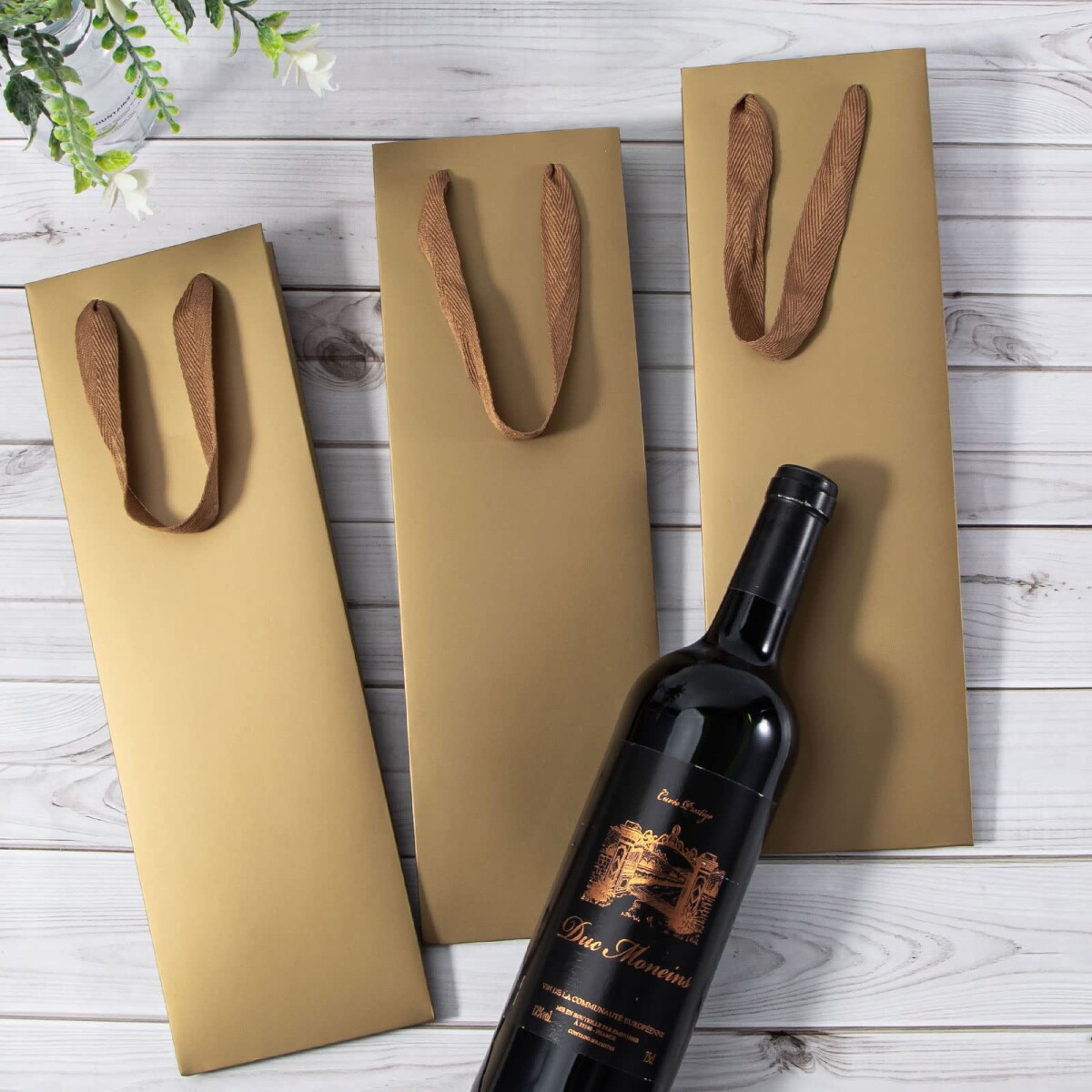 Bolsa de Papel Para Botella Lisas - Dorada 