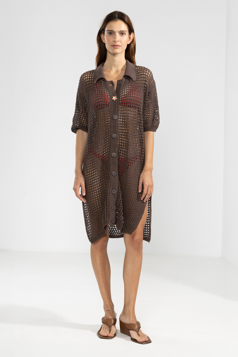 LONG KNIT SHIRT Chocolate