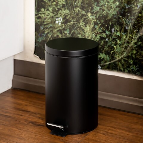 Tacho cesto de basura acero inoxidable 12L con tapa negro