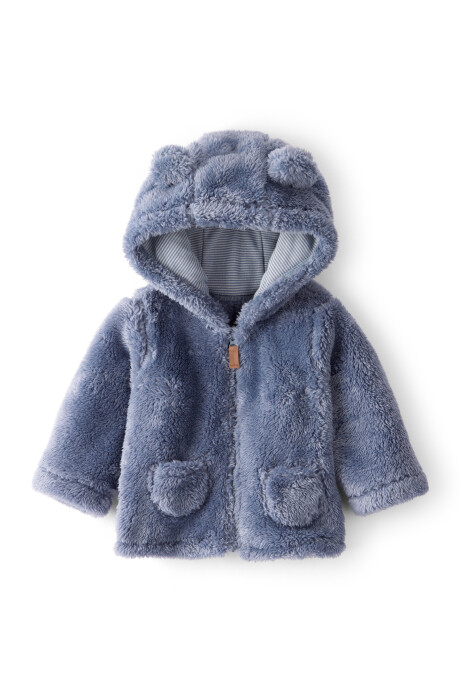Campera de sherpa, con capucha, azul Campera de sherpa, con capucha, azul