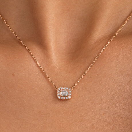 Colgante Jimena V. de Oro Rosa 18k con Brillantes Colgante Jimena V. de Oro Rosa 18k con Brillantes
