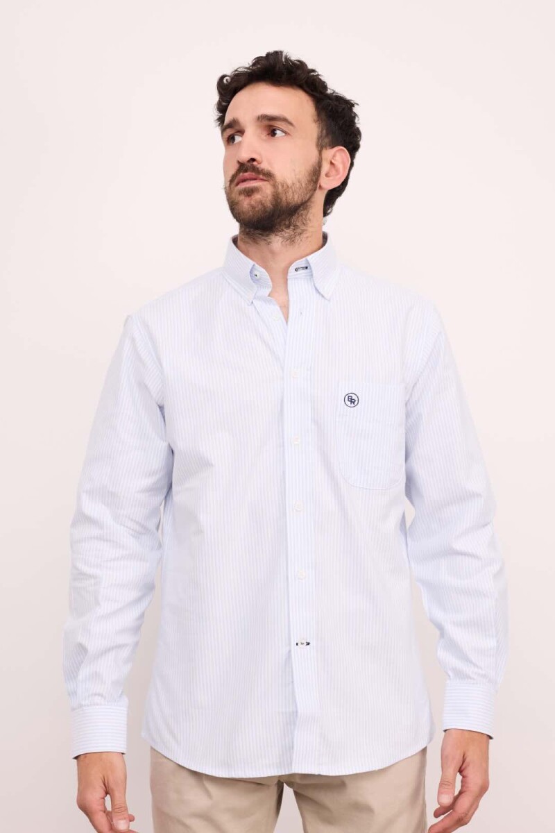 Camisa Oxford Rayada Brixton Celeste