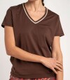 Remera Escote V Algodón Chocolate