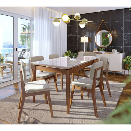 Mesa de Comedor Zara 1.2 Redonda Li­nea Manhattan Blanco/Natural