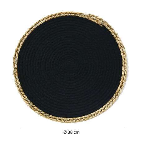 Mantel Individual en Fibra Natural y Algodón Ø38Cm Paramount Negro