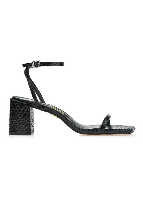 Sandalia Taco Mediano Python Negro