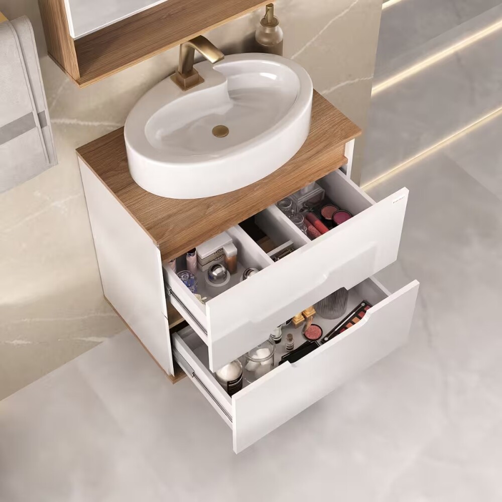 Mueble de baño Suspendido Beatriz 60 cm Blanco con Catedral sin bacha Mueble De Baño Suspendido Beatriz 60 Cm Blanco Con Catedral Sin Bacha