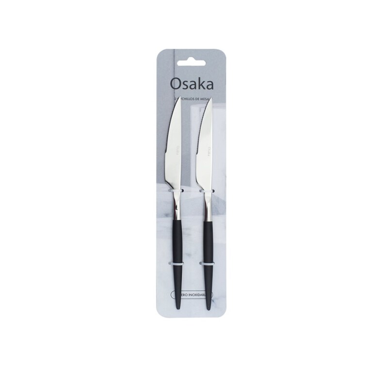 Set x2 Cuchillo Mesa 23.5Cm Ac. Mango Negro Osaka SET X2 CUCHILLO MESA 23.5CM AC. MANGO NEGRO OSAKA