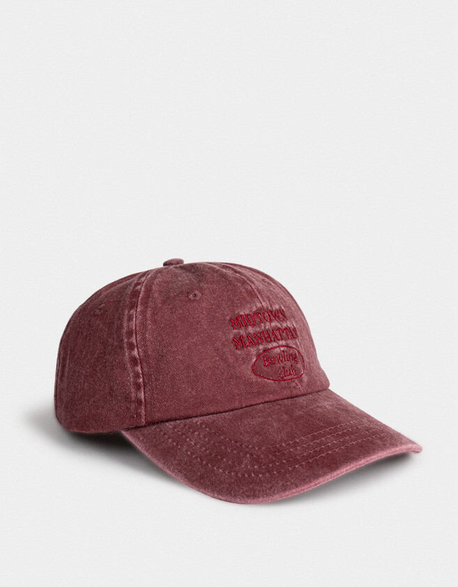 Caps Gorra Denim Efecto Lavado - Rojo Oscuro
