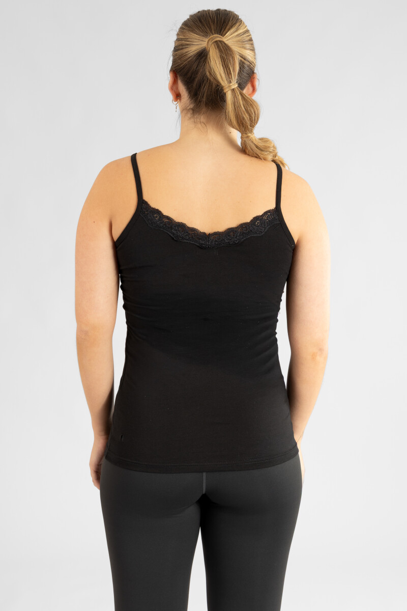 Musculosa con puntilla Negro