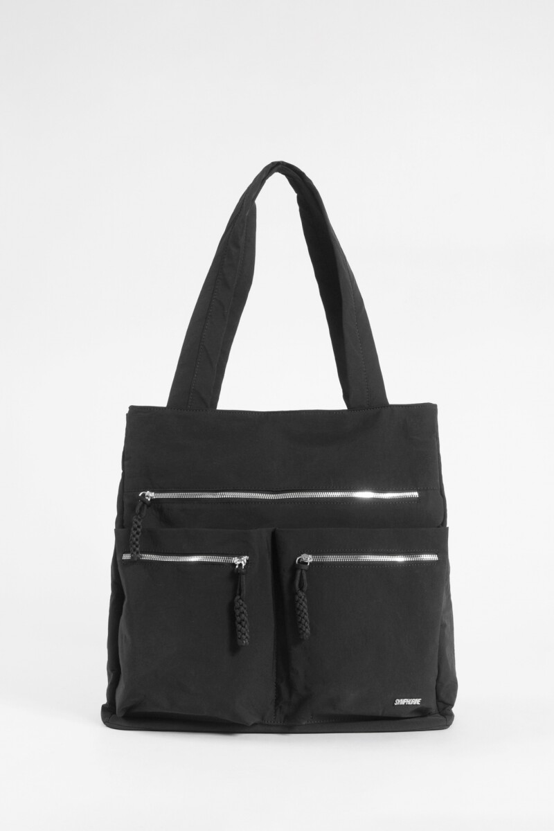 Shopper oversize cierres negro