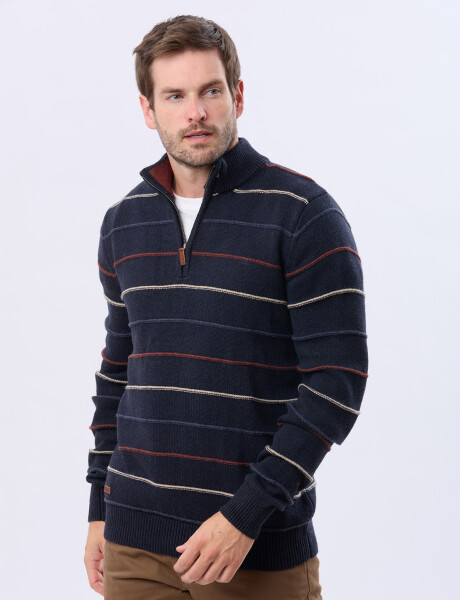 BUZO ALGODÓN TEJIDO 1/2 CIERRE Azul