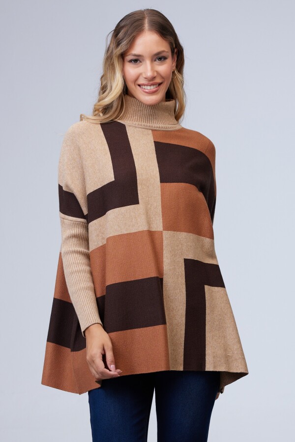 Polera Poncho TOSTADO/MULTI