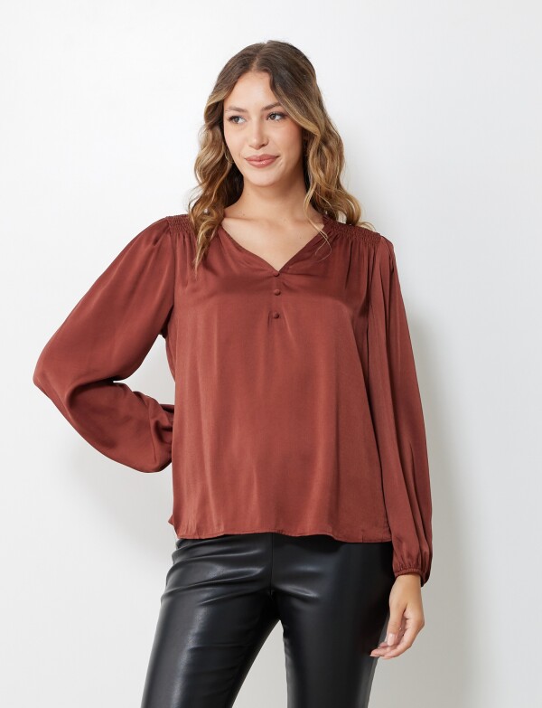 Blusa Satinada MARRON