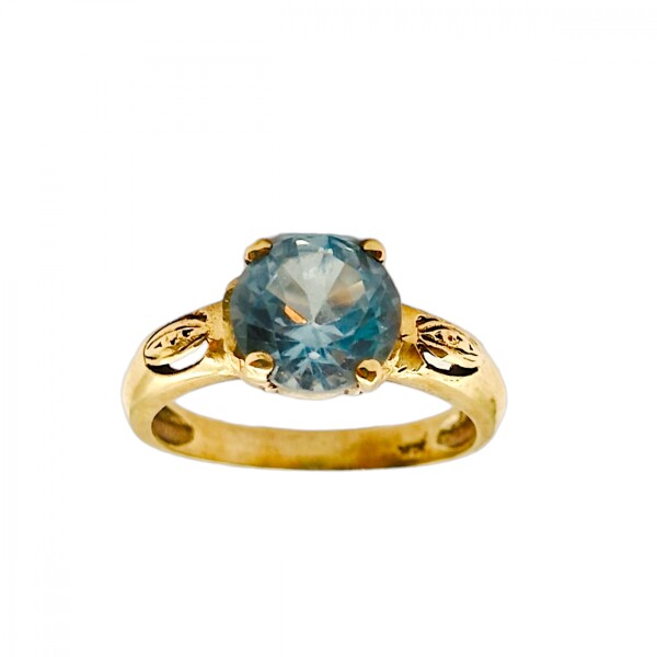 Anillo Solitario-Oro Bajo-Piedra Agua marina-AN8160 conpiedra