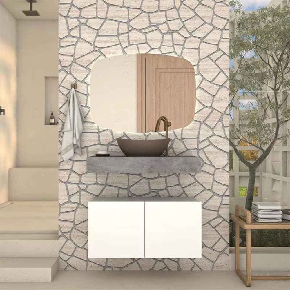 Mesada suspendida en porcelanato PERI 80 Gris Pulido y bacha de loza Mesada Suspendida En Porcelanato Peri 80 Gris Pulido Y Bacha De Loza