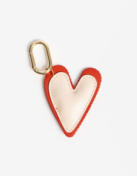 Llavero Cuero/PU Llavero Y Bag Charm De Corazón - Combinacion Bicolor