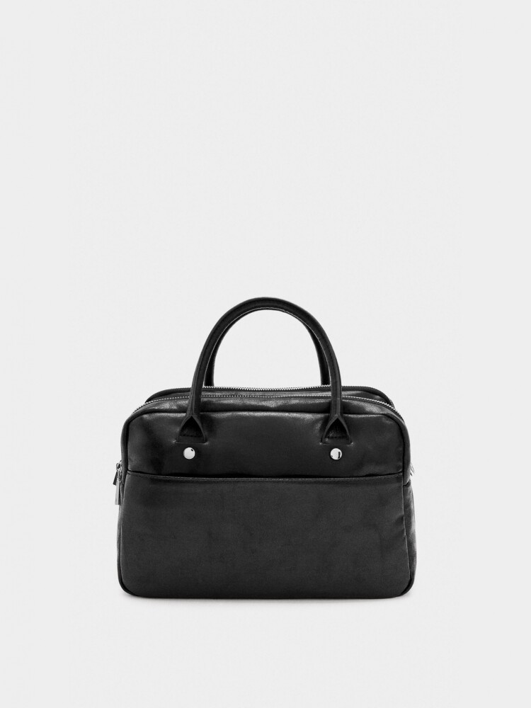 Bolso Bowling Efecto Craquelado negro