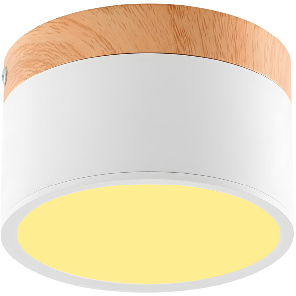 Plafón LED Techo 11 cm Madera Nórdico Luz Fría 10W Pack X 2 Blanco Cálida