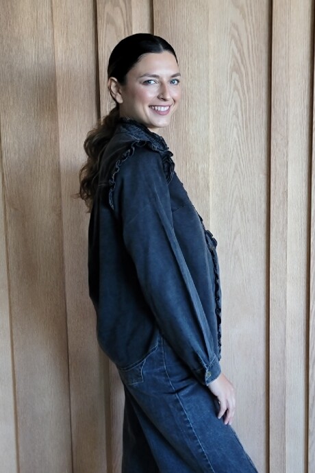 Camisa Berta Denim Negro Picado