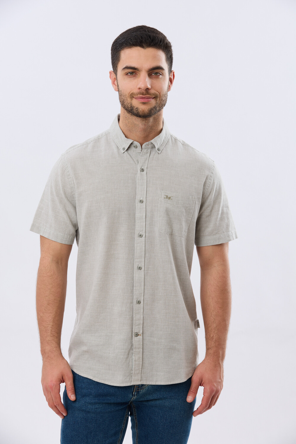 CAMISA CUADROS DE LINO Verde