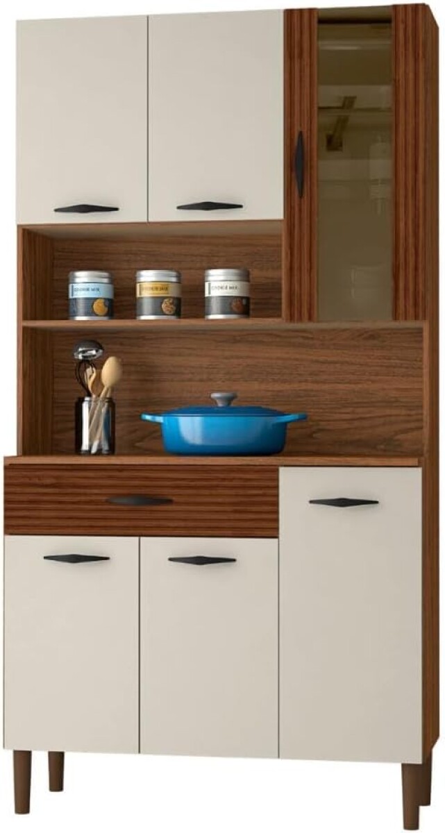 Cocina Golden 6 Puertas Ripado Nogueira Off White Paraná 