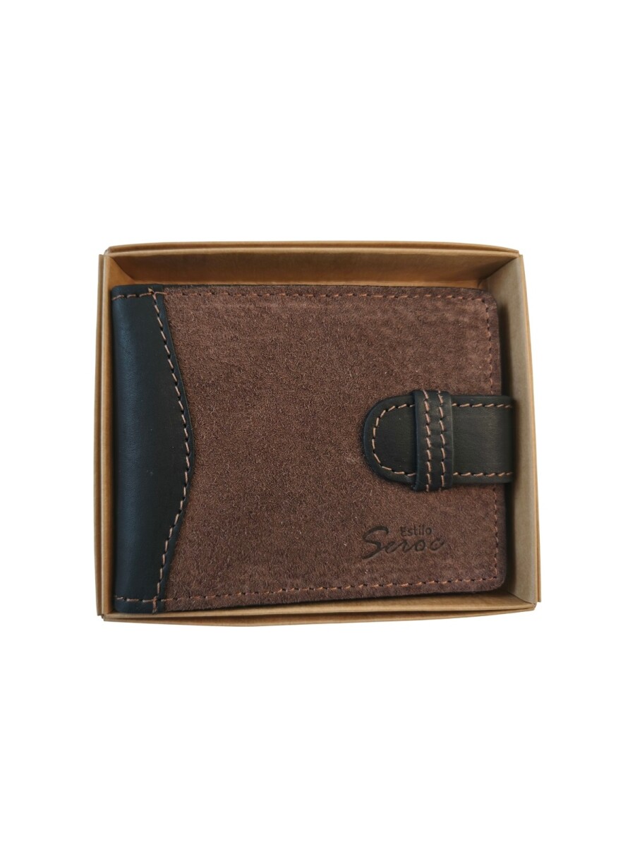 Billetera de cuero - Chocolate c/ Negro 