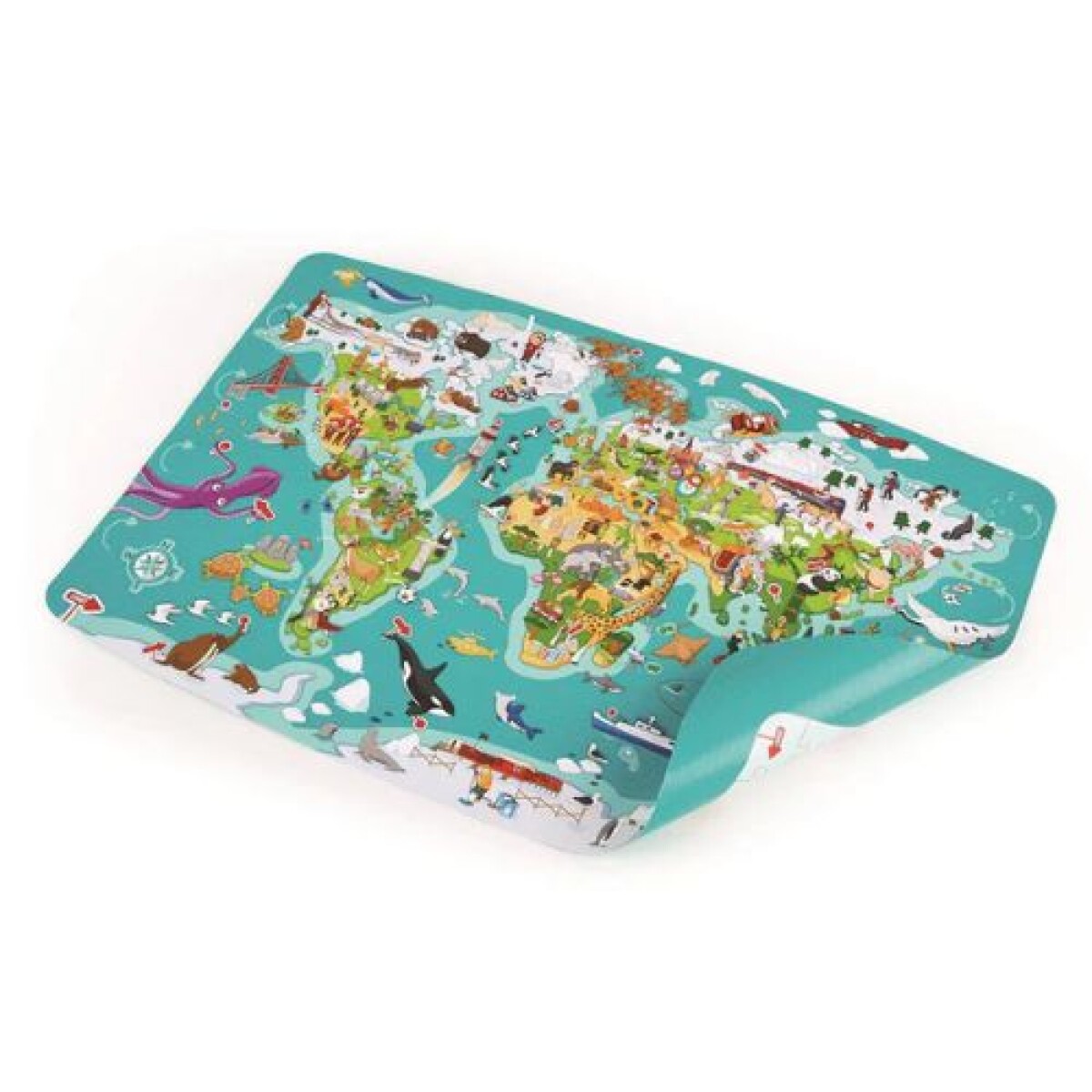 Puzzle 2 en 1 - Juegos y Mundo - hape - Puzzle 2 En 1 - Juegos Y Mundo - Hape 