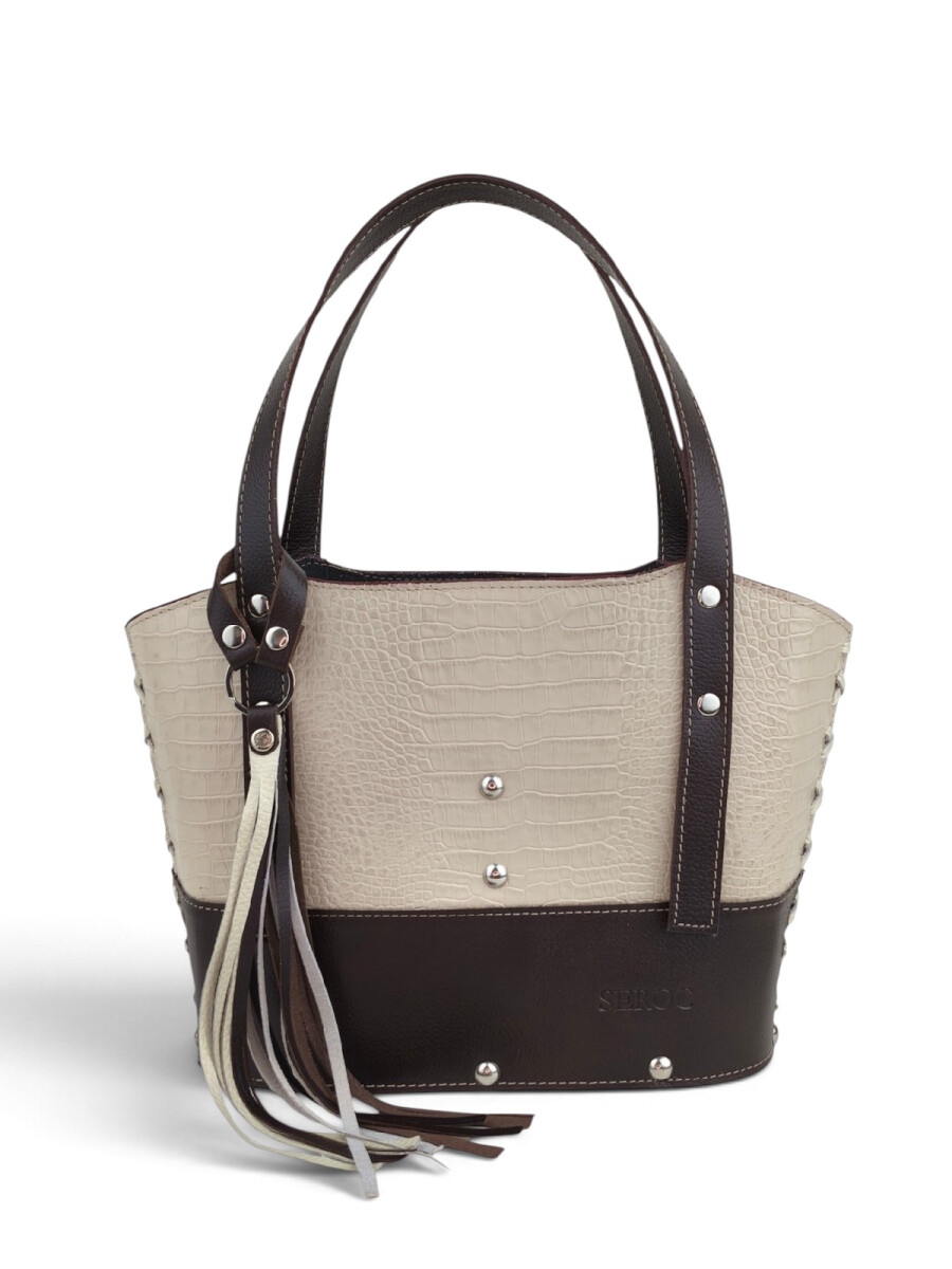 Matera de dama con trenzado - Croco beige 