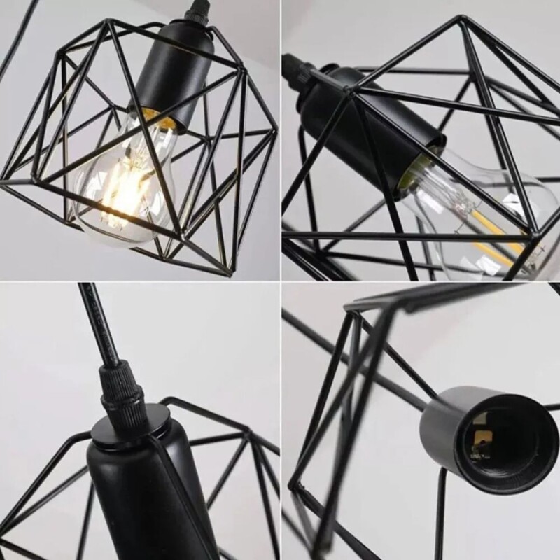 Lámpara Techo Colgante 3 Luces Vintage Industrial Regulable Lámpara Techo Colgante 3 Luces Vintage Industrial Regulable