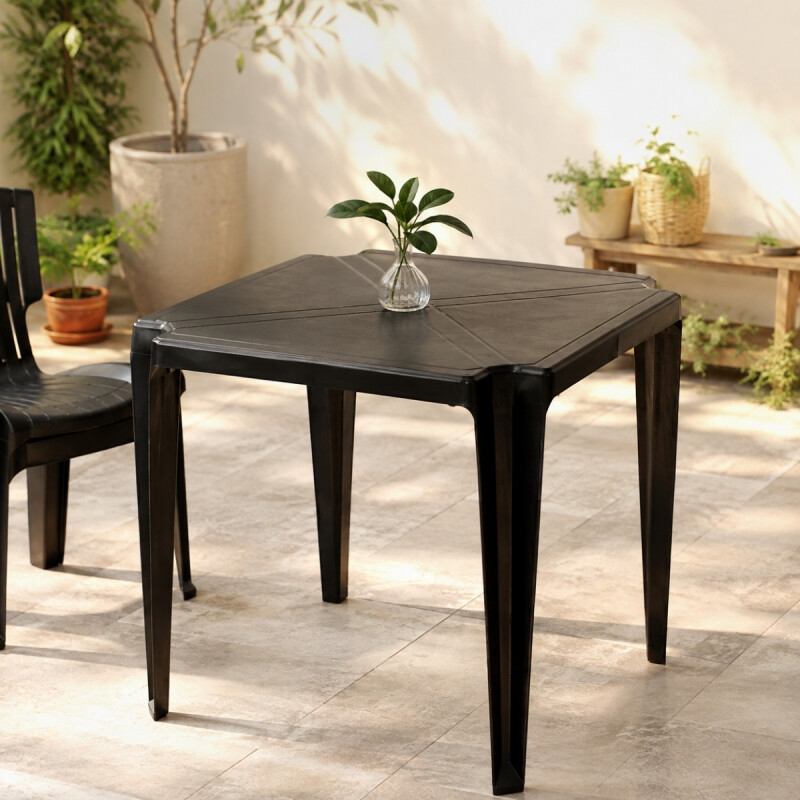 Set x4 Mesa cuadrada 70 x 70 cm NEGRO