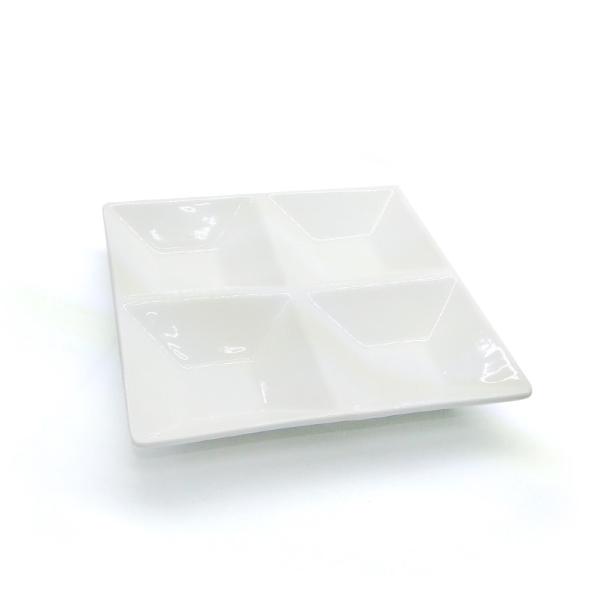 OUTLET Salsera cuádruple de porcelana blanca 15x15x2,5 cm - Outlet Salsera Cuádruple De Porcelana Blanca 15x15x2,5 Cm 