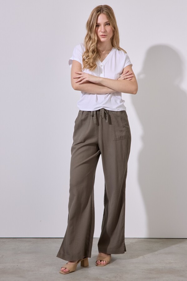 Pantalon Lino Wide OLIVA