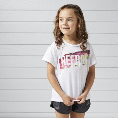 Remera Infantil Reebok G Stu K Tee Bas Deportiva y Casual Blanco