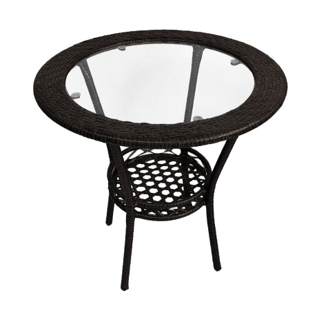 Set Juego De Jardín Mesa + 2 Sillas Rattan Exterior Marron