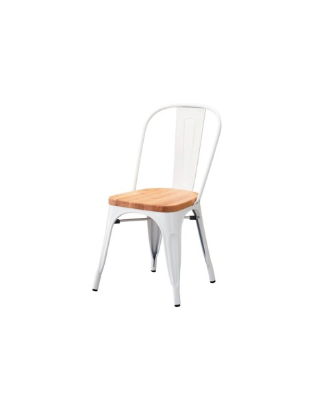 Silla tolix Metálica vintage asiento en madera Blanco