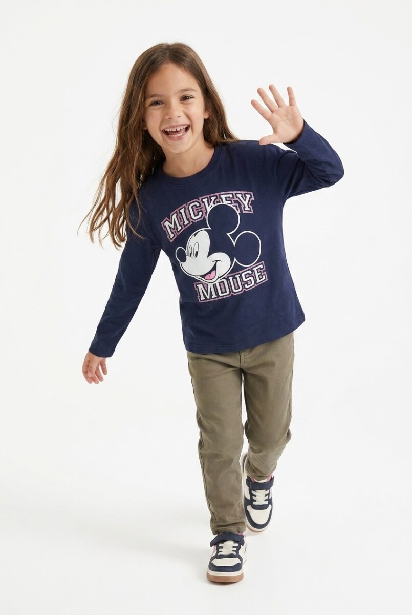 Remera m/l niña MICKEY - Azul marino 