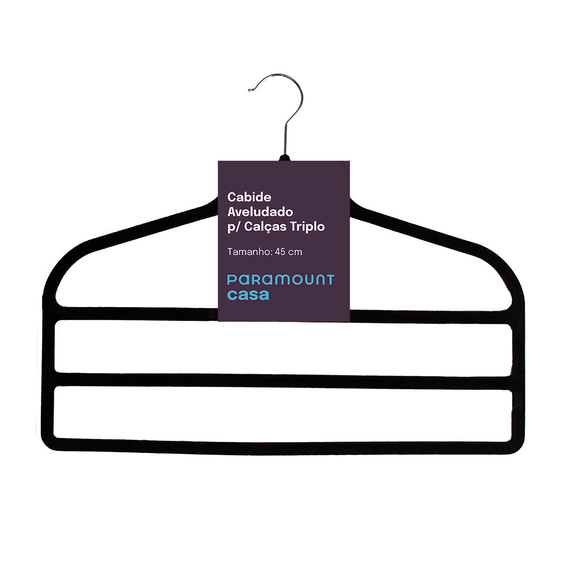 PERCHA AFELPADA PARA PANTALONES TRIPLE 45 CM NEGRA 