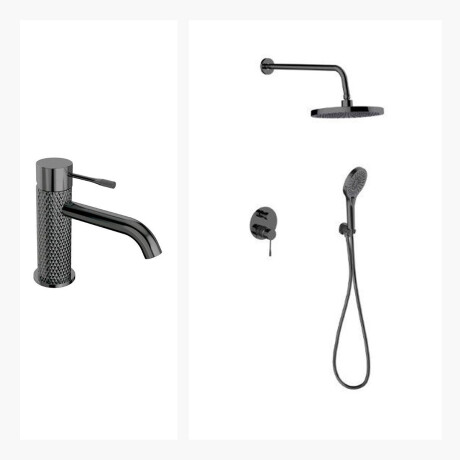 Juego De Griferia Incluye Lavatorio Bajo Y Ducha Embutida GRAFITO-GUNMETAL