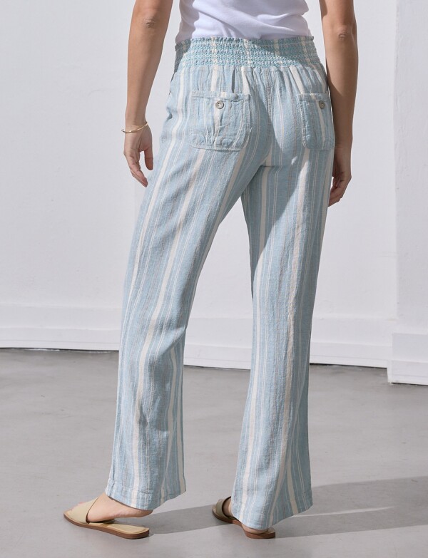 Pantalon Lino Lineas Cordel CELESTE/MULTI