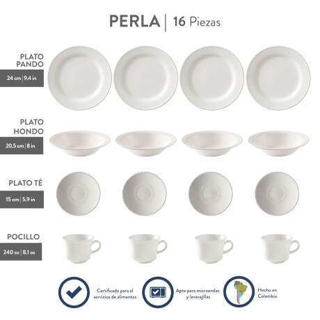 Juego de Vajilla 16 Piezas Perla Blanca Loza Juego de Vajilla 16 Piezas Perla Blanca Loza