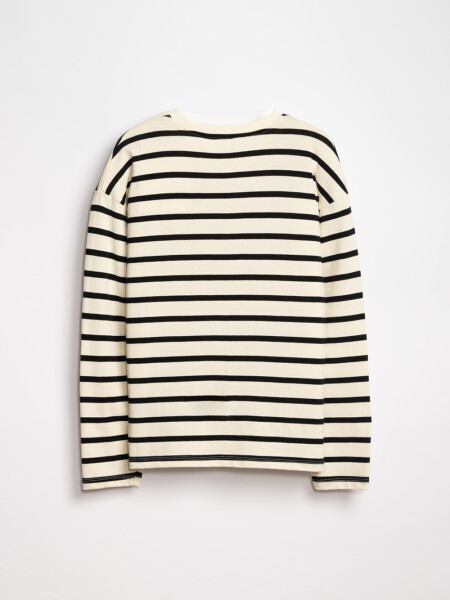 Remera manga larga rayas Negro Y Crudo
