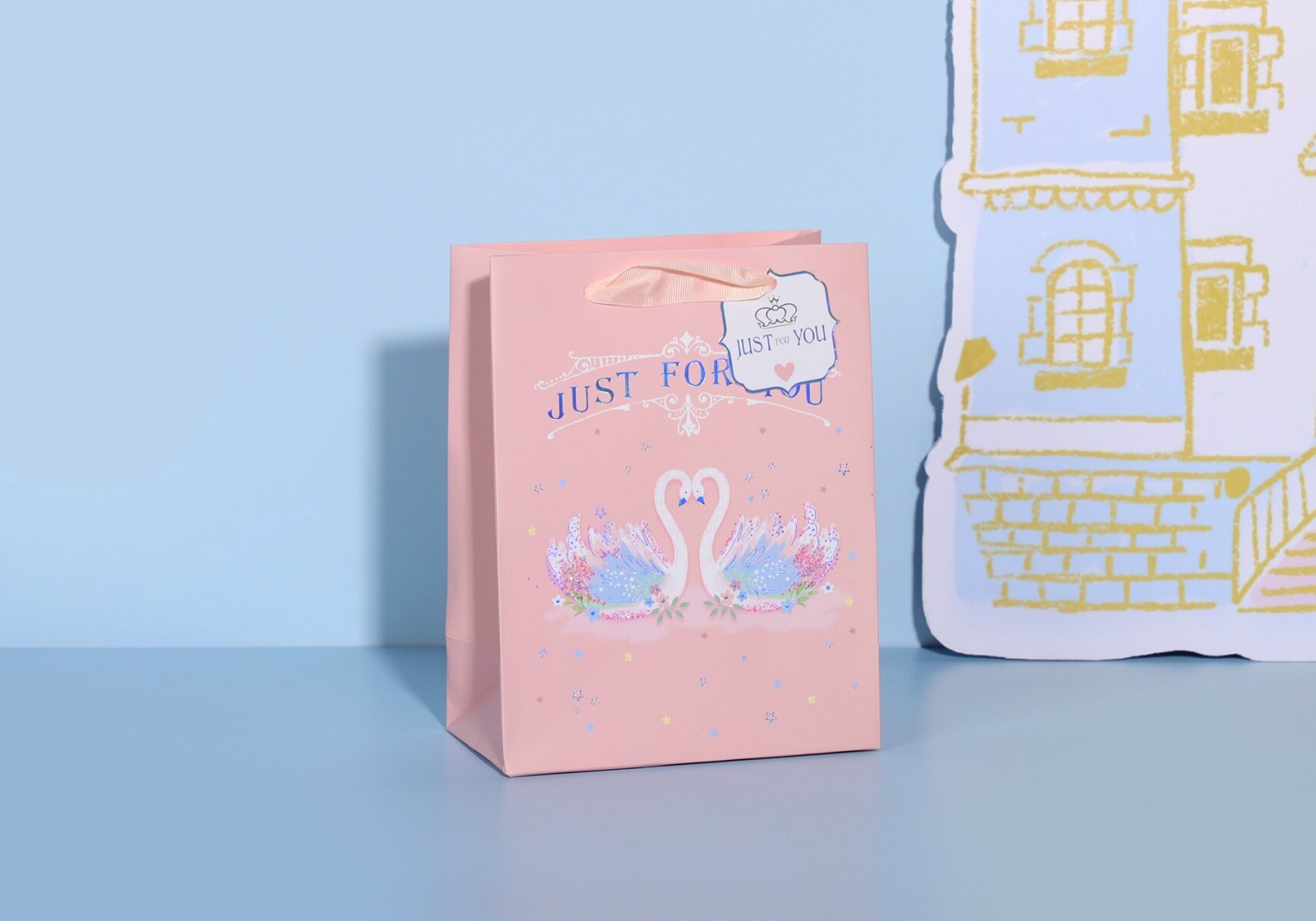 BOLSA DE REGALO CISNE HERMOSO (ROSA/S) 